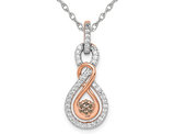 1/4 Carat (ctw) Champagne Diamond Drop Infinity Pendant Necklace in 14K White Gold with Chain